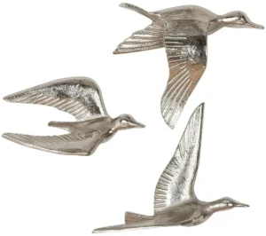 Vogels - Muurdecoratie - Aluminium - Set van drie - 5x20x16 cm