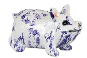 polyresin beeld  varken delfts blauw - varken spaarpot 16x10x10 cm woondecoratie