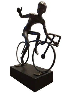 Beeld tour de france alles gaat goed - Het gaat goed - Wielrenner - 21x25x11 cm - Brons Zwart - Polyresin en Metaal