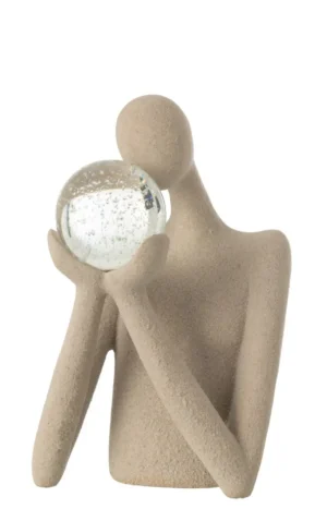Beeld Buste Persoon - Je eigen toekomst voorspellen - Beige - Polyresin / Kristalglas - 28x43x21 cm