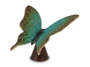 Bronzen urn vlinder groen 10x10x7