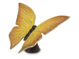 Bronzen urn vlinder Geel 13x13x9