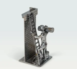 Dakdekker beeldje tin