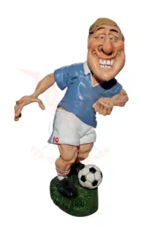 Komische voetballer in blauw