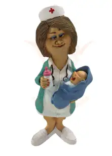 Beeldje verpleegster met baby