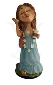 Beeldje ICT vrouw met mobiel en koffiebeker