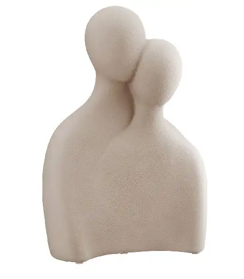 Beeld - Sculptuur - Familie - Gezin van vier - Ouders en twee kinderen - Grijs - Keramiek - 26 cm - - Afbeelding 2