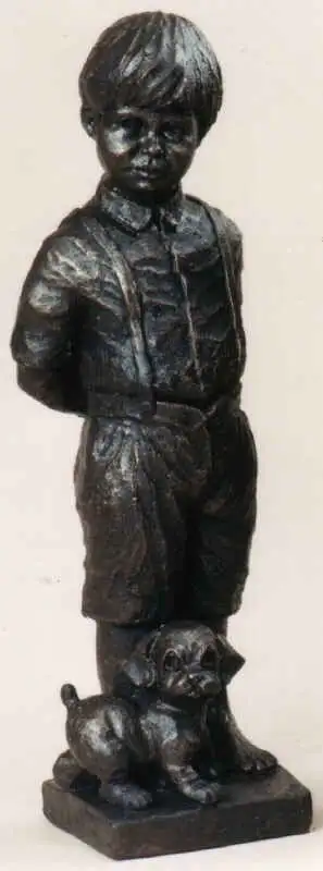 Beeldje Jongen met hondje