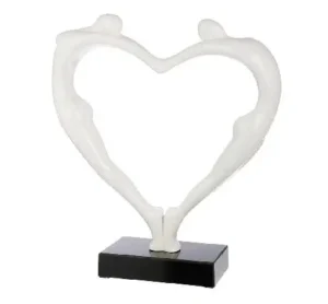 Beeld Hart - Koppel - Wit - Polyresin - 55 cm
