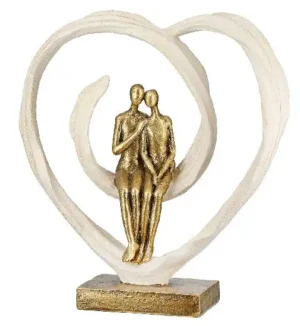 Beeld Hart - Verliefd koppel - Passie - Goud - 25 cm - VOOR VERKOOP