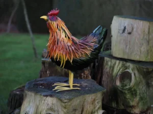 tuinbeeld metalen hen 40x20x47 gekleurde hen