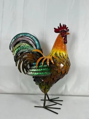 Metalen tuinbeeld haan - metaal  58x34x81