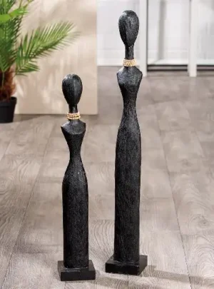 Beeld Persoon - Bennie - Zwart - Mango hout - 67 cm