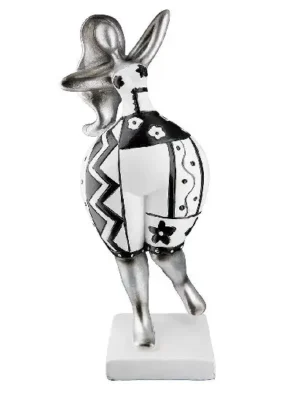 Beelden Vrouwen - Blijdschap - Pop art - Set van twee - Wit / Zilver / Zwart - Polyresin - 21 cm