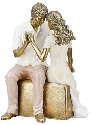 Beeld Geliefden van elkaar - Goud - 18 cm