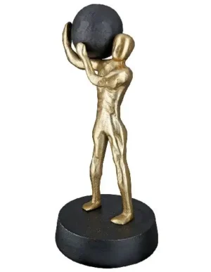 Beeld Man - Sterk - Gewicht op de schouder - Aluminium - Goud - 35 cm