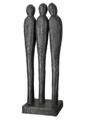 Beeld Personen - Drie vrienden - Zwart - Mango hout - 46 cm
