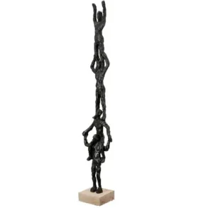 Beeld - Sculptuur - Vriendschap behaalt alles - Zwart - Decoratie figuren - Polyresin - Hoogte 68 cm