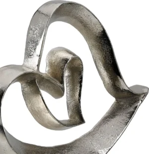 Beeld - Sculptuur - Harten in elkaar - Aluminium - Zilver - 10x29x24 cm
