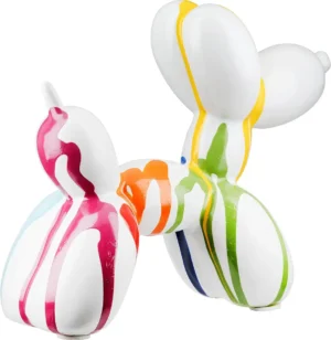 Beeld - Ballon hond - Multicolor / Wit - Keramiek - 7x18x16 cm