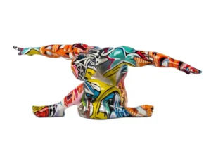 Beeld Man - Atleet - Street art - Multicolor - Polyresin - 33x11x12 cm