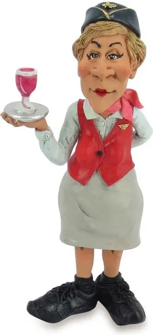 Grappige beroepen beeldje stewardess de komische wereld van karikatuur beeldjes – komische beeldjes – geschenk voor – cadeau -gift -verjaardag cadeau