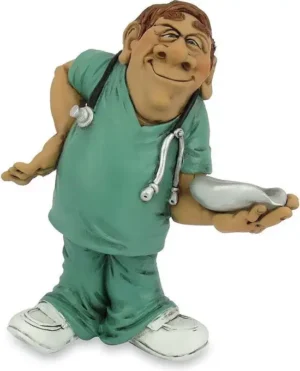 Grappige beroepen beeldje Verpleeger - verzorgende - afmeting 13.5 cm de komische wereld van karikatuur beeldjes – komische beeldjes – geschenk voor – cadeau -gift -verjaardag kado
